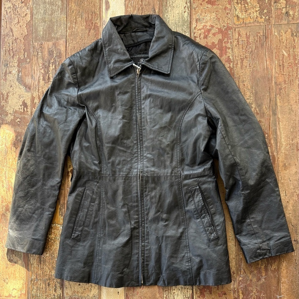 Oscar Piel Women’s Black Leather Moto Punk Jacket | Size M